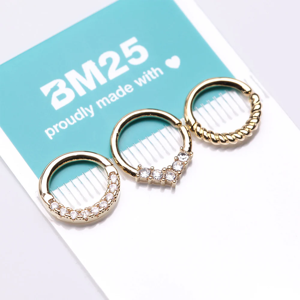 3 Pcs of Assorted Golden Essential Bendable Hoop Ring Package - Image 4