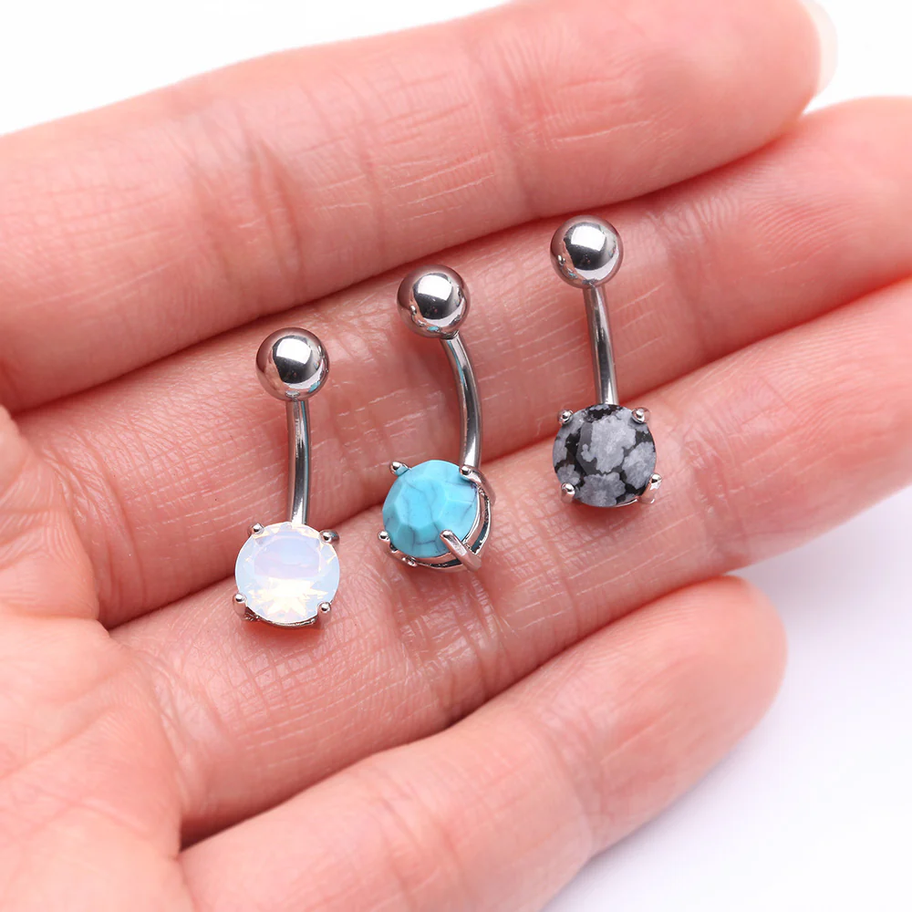 3 Pcs of Assorted Precious Stone Prong Set Belly Button Ring Package - Image 3