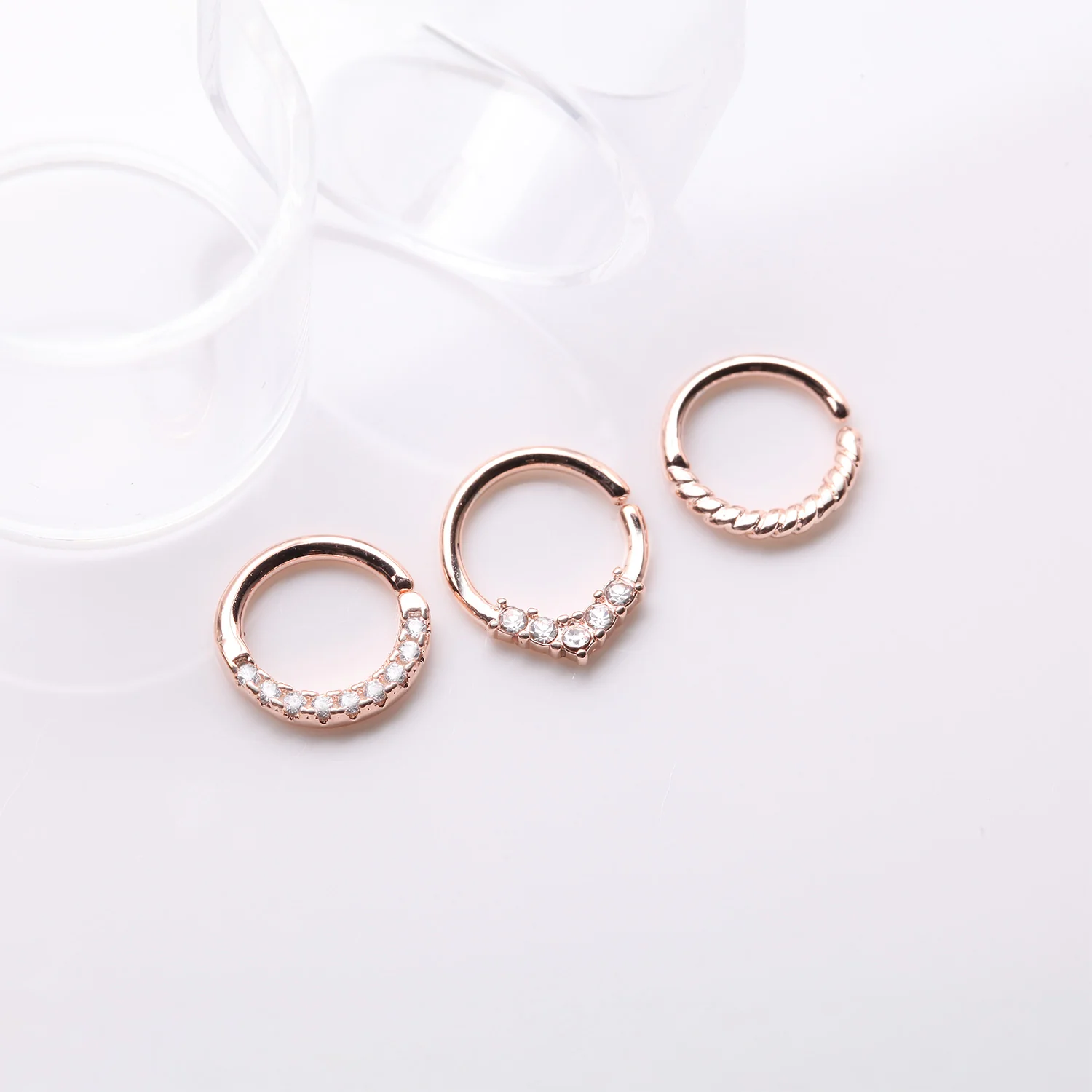 3 Pcs of Assorted Rose Gold Essential Bendable Hoop Ring Package - Image 2