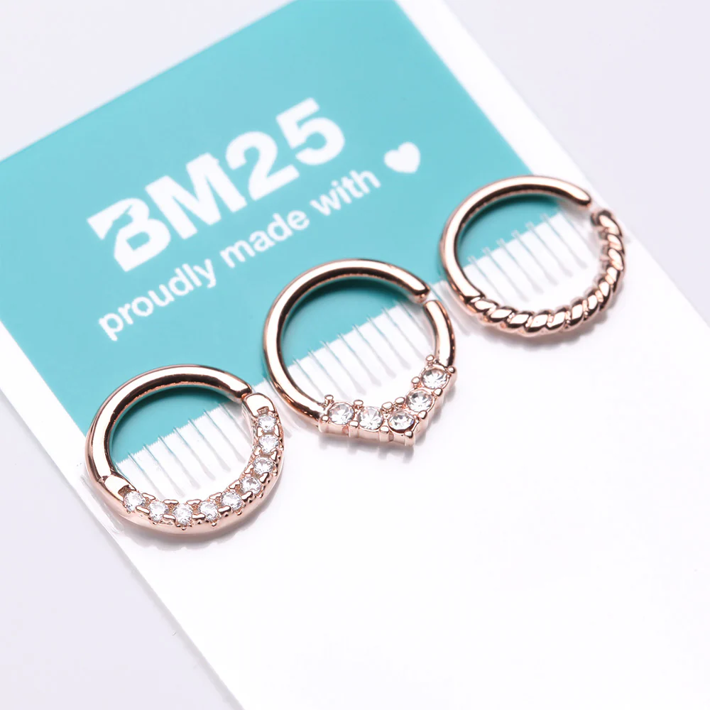 3 Pcs of Assorted Rose Gold Essential Bendable Hoop Ring Package - Image 4