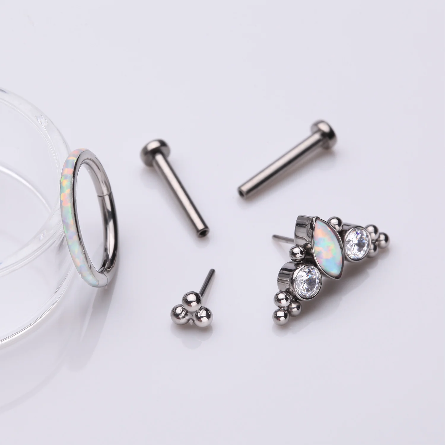 3 Pcs of Assorted Everyday Titanium Marquise Opal Bali Beaded Stud x Clicker Package - Image 2