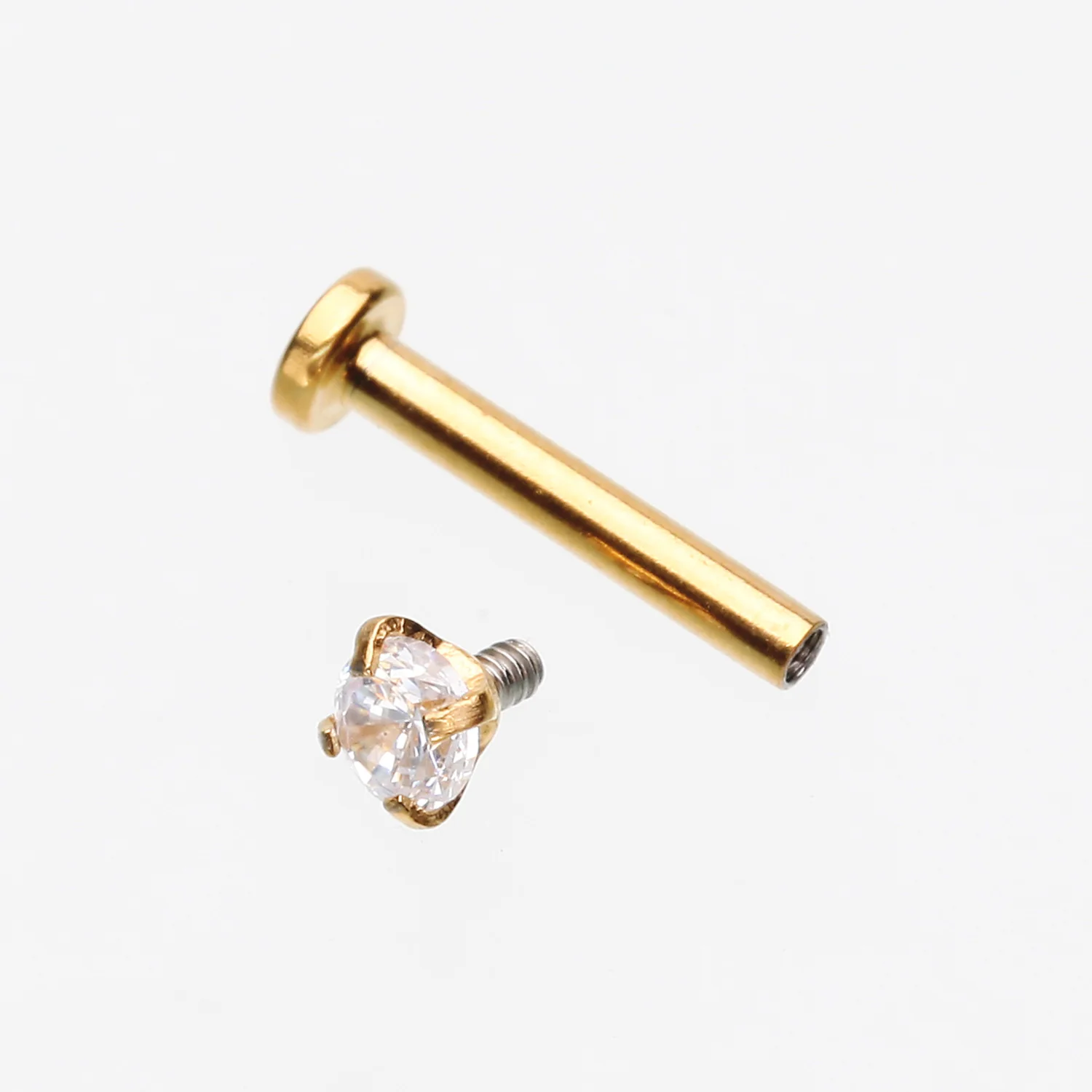 3 Pcs of Assorted Golden Prong Set Sparkle Gem Steel Micro Labret Package - Image 2