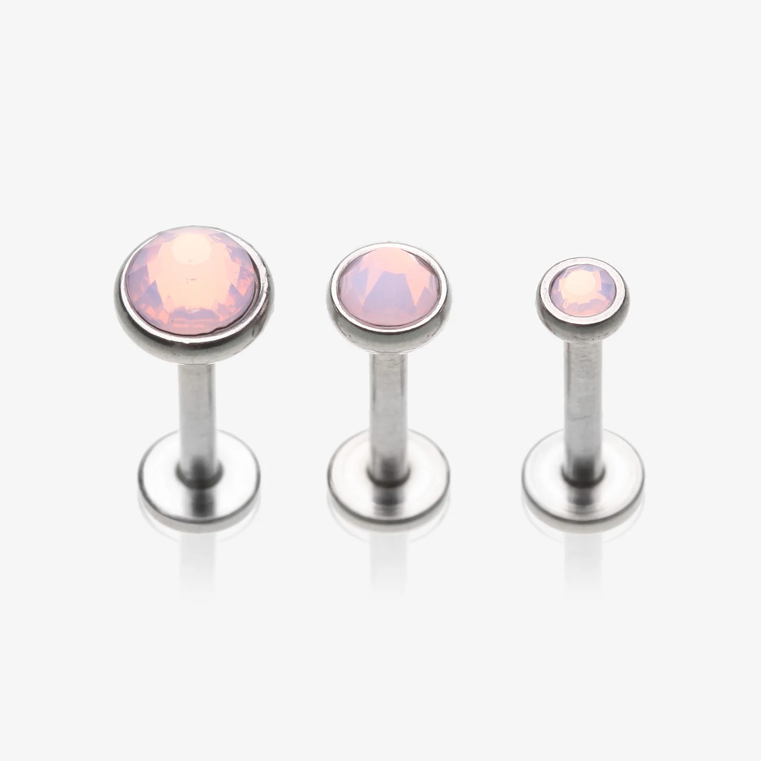 3 Pcs Pack of Opalite Sparkle Gem Internally Threaded Steel Labret*