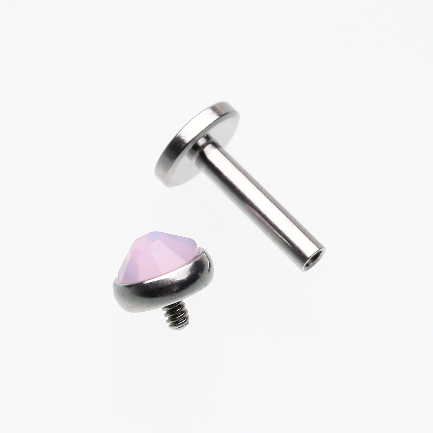 3 Pcs Pack of Opalite Sparkle Gem Internally Threaded Steel Labret* - Image 2