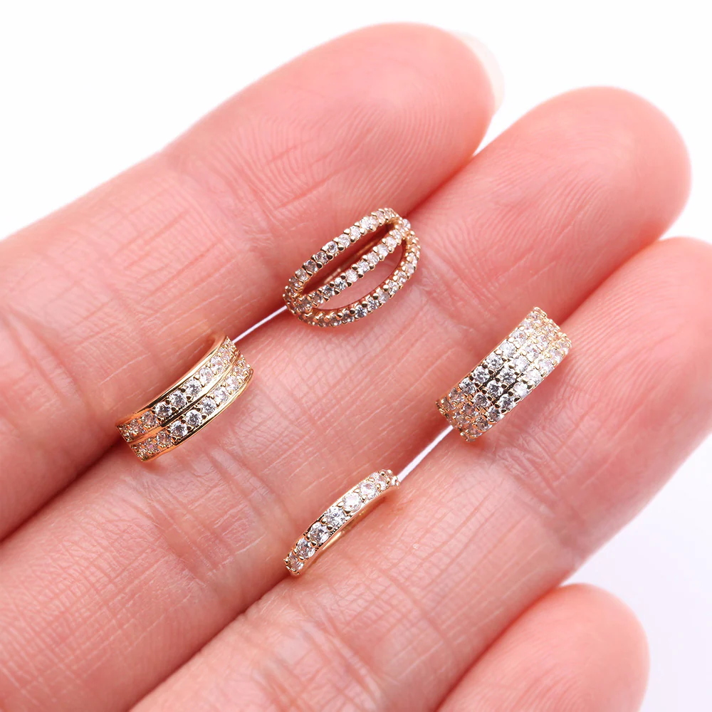 4 Pcs of Assorted Golden Multi-Gem Lined Bendable Hoop Ring Package - Image 3