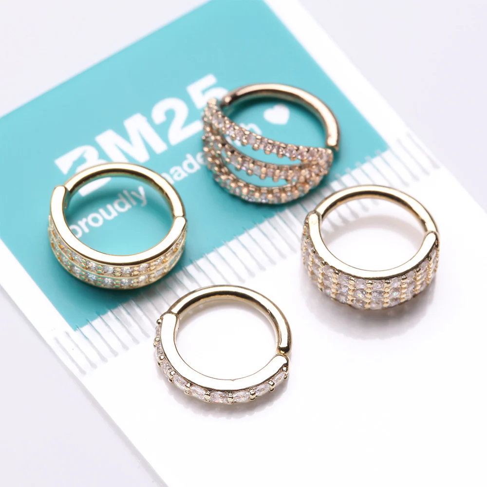 4 Pcs of Assorted Golden Multi-Gem Lined Bendable Hoop Ring Package - Image 4