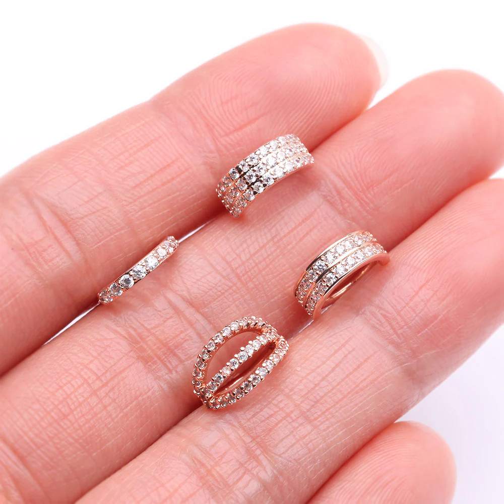 4 Pcs of Assorted Rose Gold Multi-Gem Lined Bendable Hoop Ring Package - Image 3