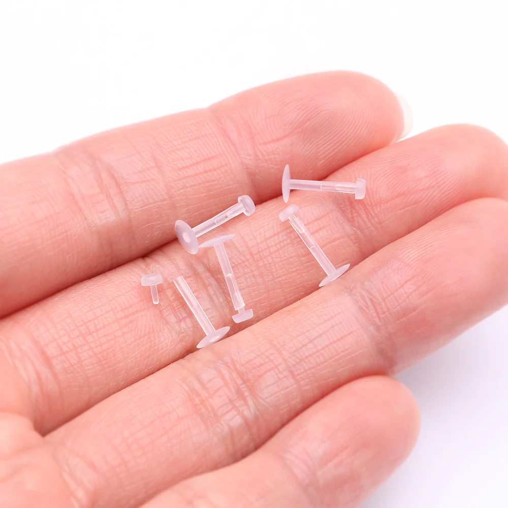 5 Pcs of Bio-Flexible Push-Fit Top Retainer Labret Flat Back Stud Package - Image 3
