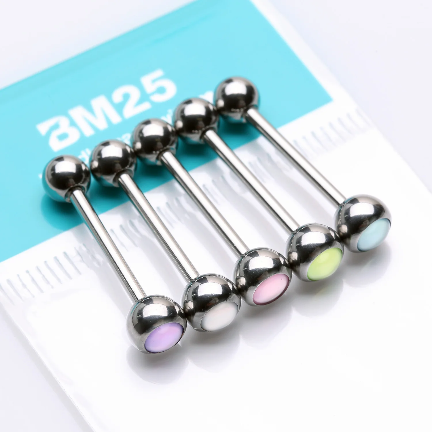 5 Pcs of Assorted Color Iridescent Revo Top Steel Barbell Package - Image 2
