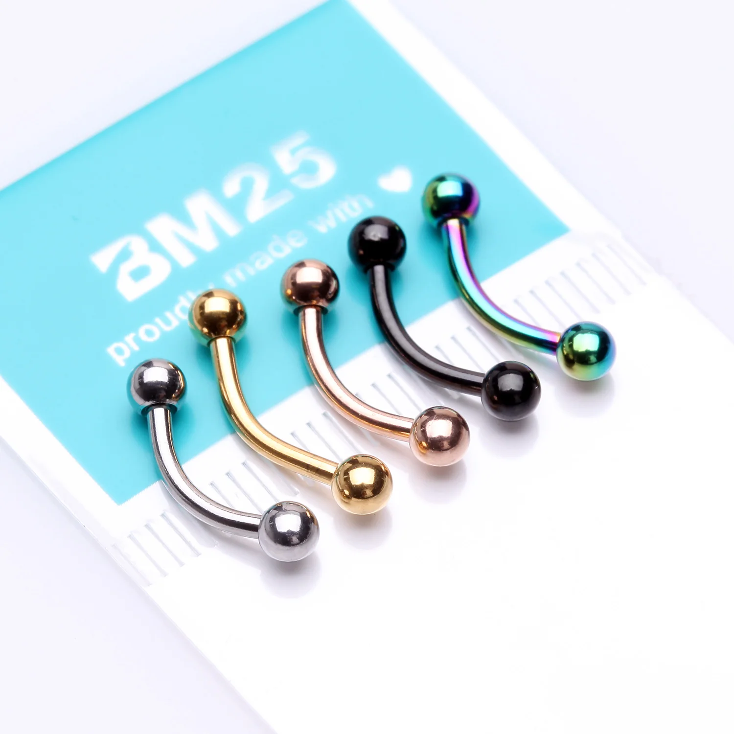 5 Pcs of Assorted Color Plated Steel Curved Barbell Package - Image 2