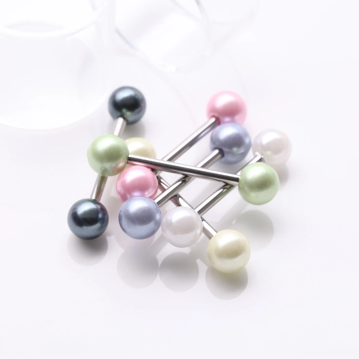 6 Pcs of Assorted Color Pearlescent Ball Barbell Package - Image 2