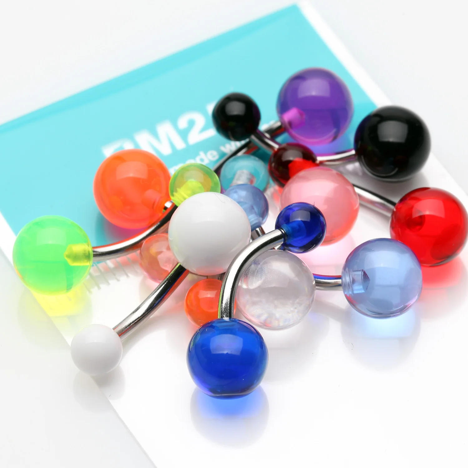 10 Pcs of Assorted Basic UV Acrylic Belly Button Ring Package - Image 2