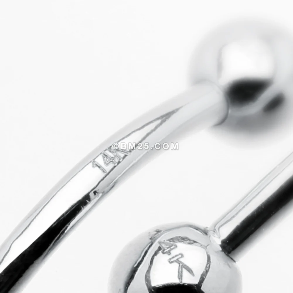 A Pair of 14 Karat White Gold Glistening Sunburst Sparkles Nipple Shield Ring - Image 4