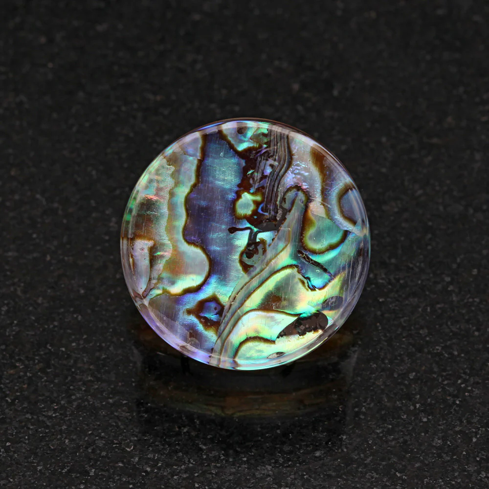 A Pair of Abalone Inlay Double Flared Ear Gauge Plug - Image 3