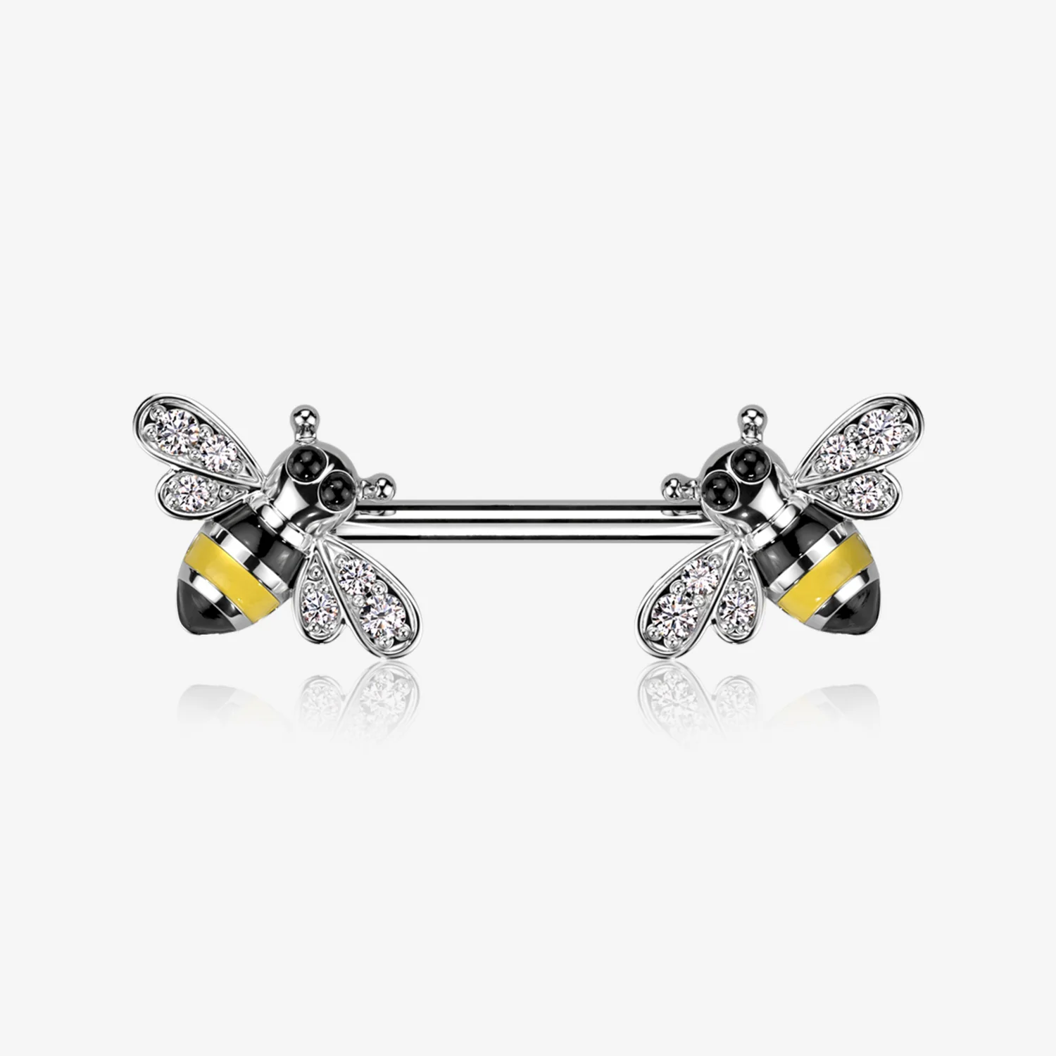 A Pair of Adorable Bumble Bee Sparkle Nipple Barbell