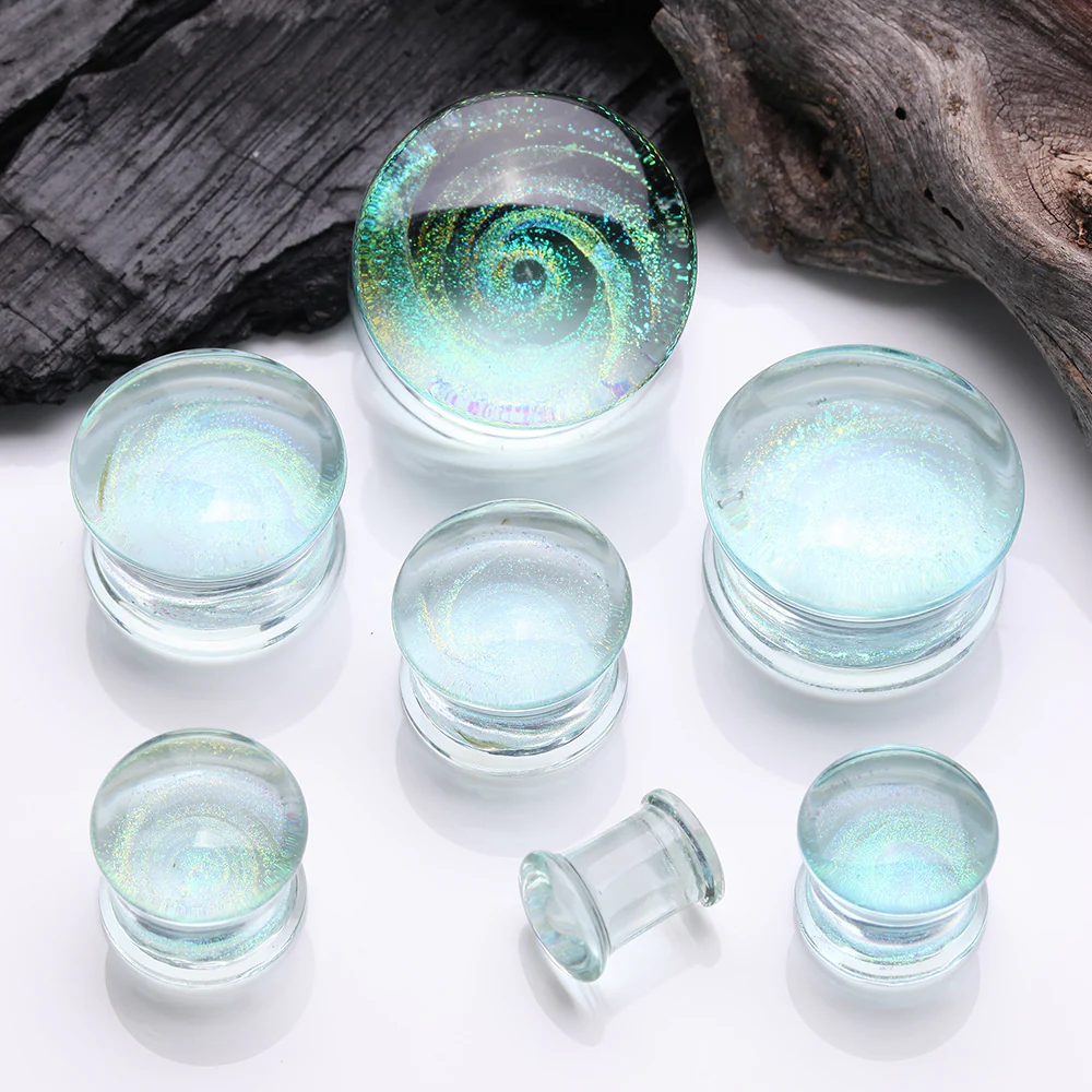 A Pair of Aurora Galaxy Milky Way Glass Double Flared Plug - Image 3