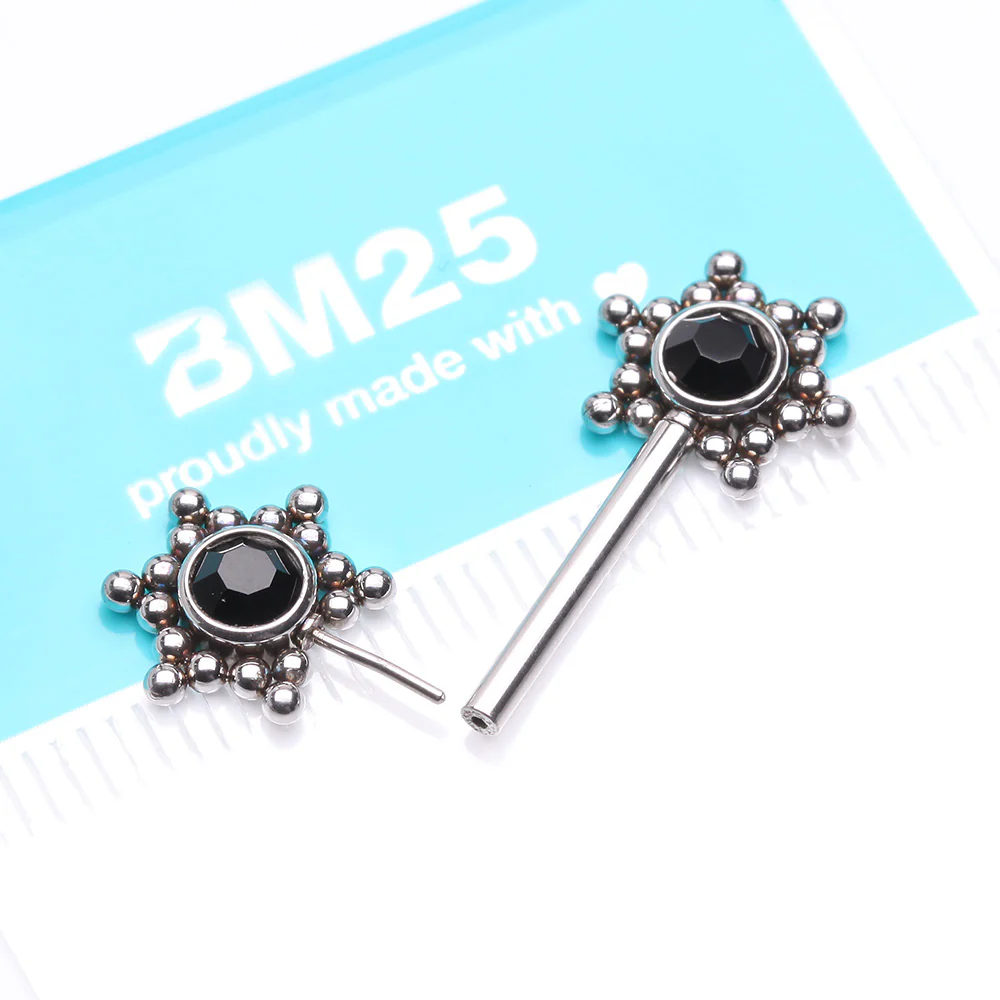 A Pair of Bali Star Sparkle Threadless Nipple Barbell - Image 3