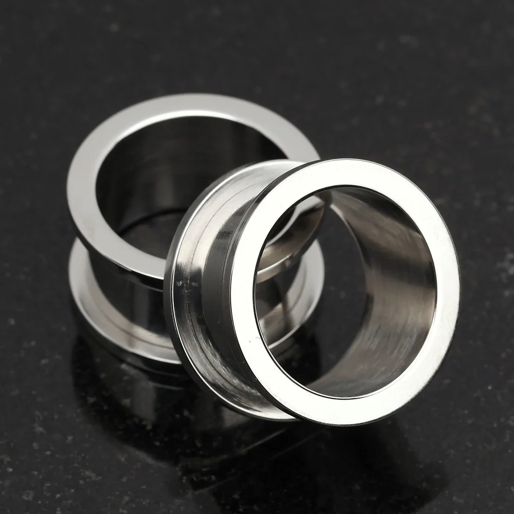 A Pair of Basic Steel Screw-Fit Ear Gauge Tunnel Plug - Image 5