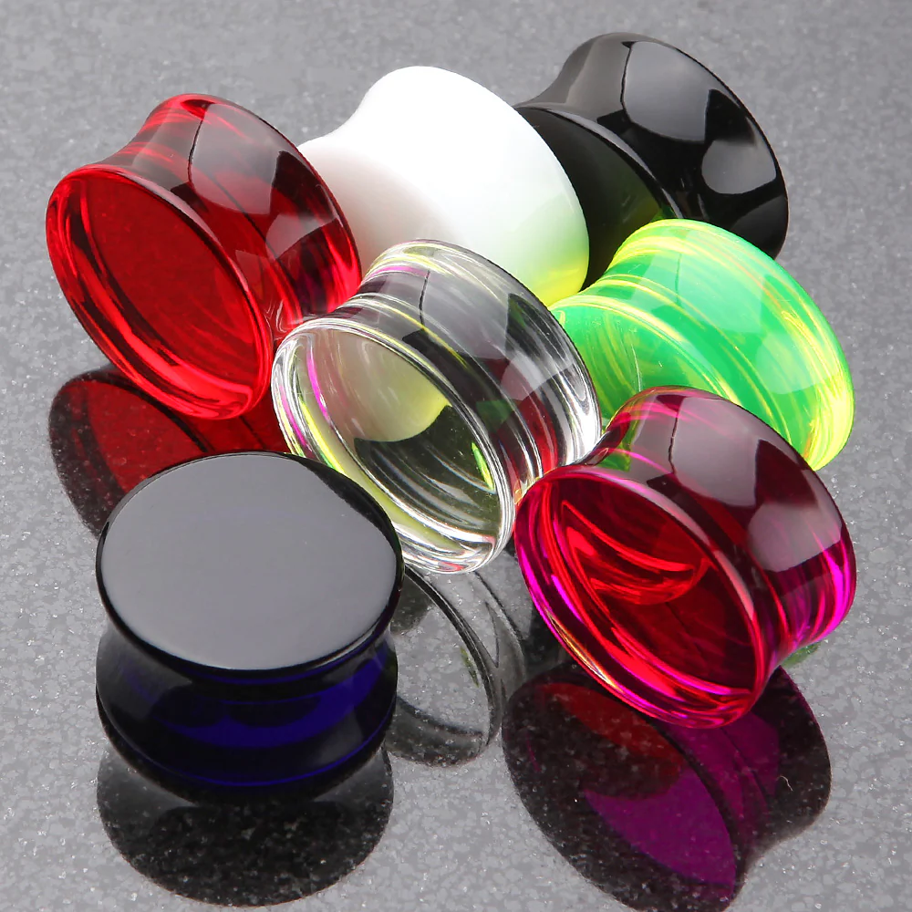 A Pair of Basic UV Acrylic Double Flared Ear Gauge Plug - Image 5