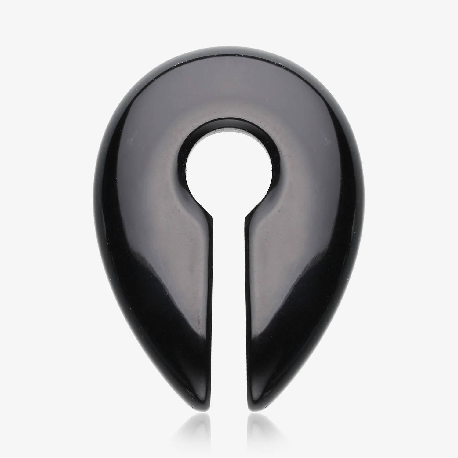 A Pair of Black Agate Stone Keyhole Ear Weight Gauge Hanger
