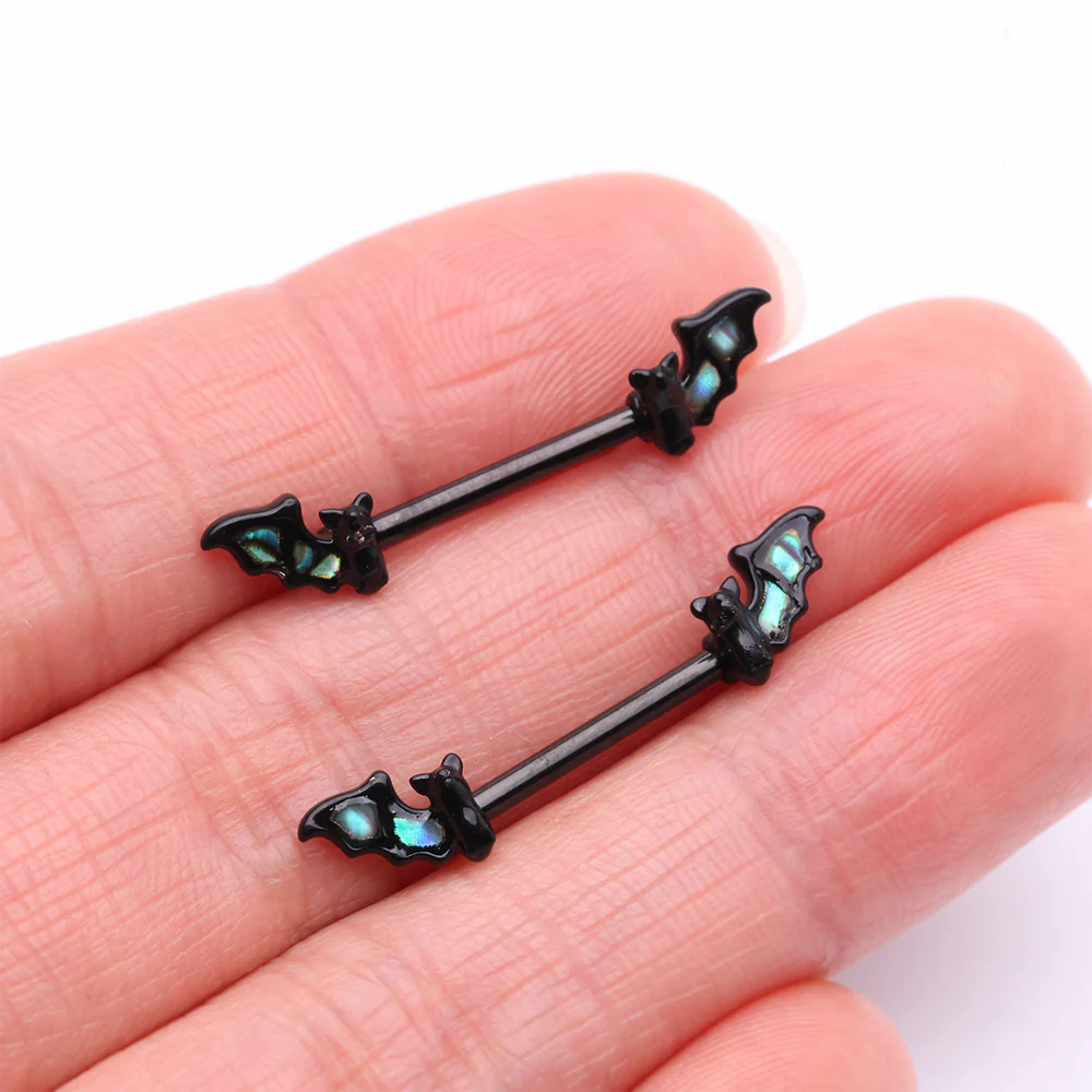 A Pair of Blackline Abalone Night Bat Nipple Barbell - Image 3