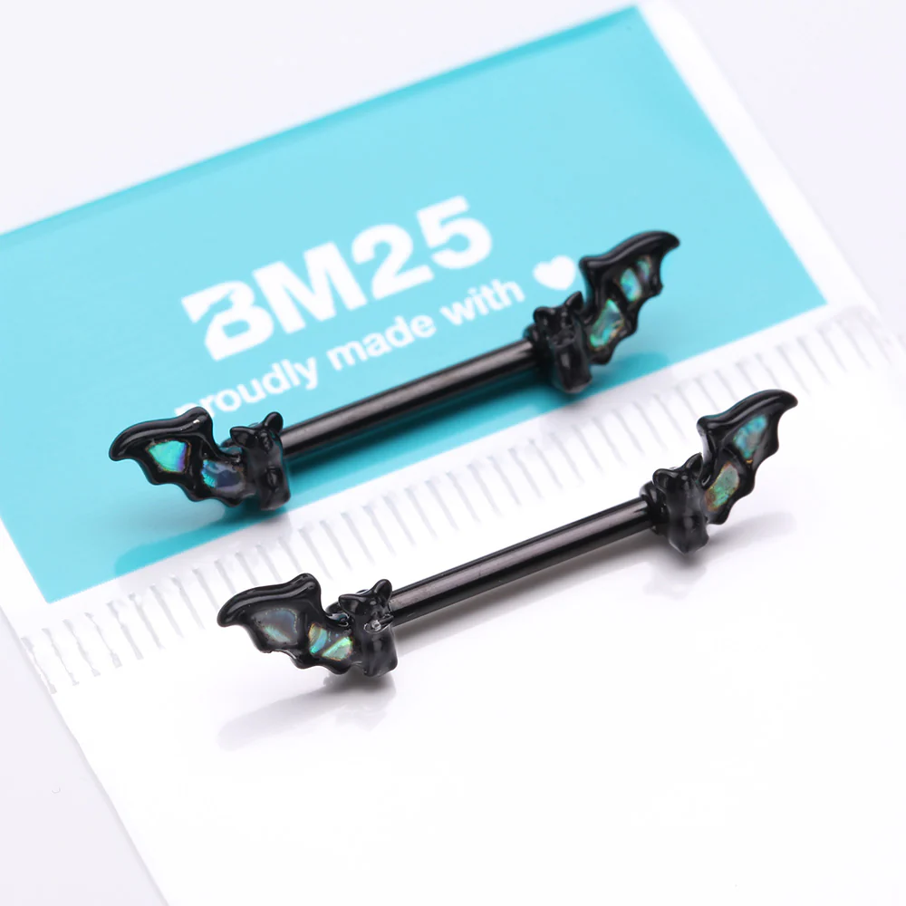 A Pair of Blackline Abalone Night Bat Nipple Barbell - Image 4