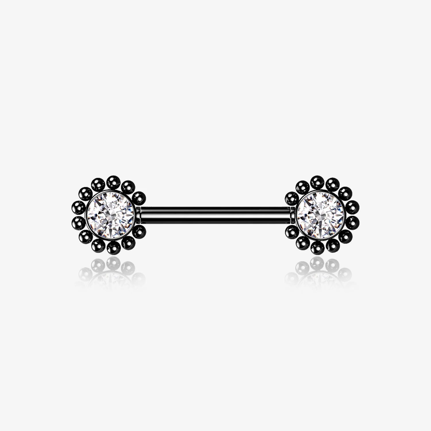 A Pair of Blackline Bali Bead Karma Circle Sparkle Threadless Nipple Barbell