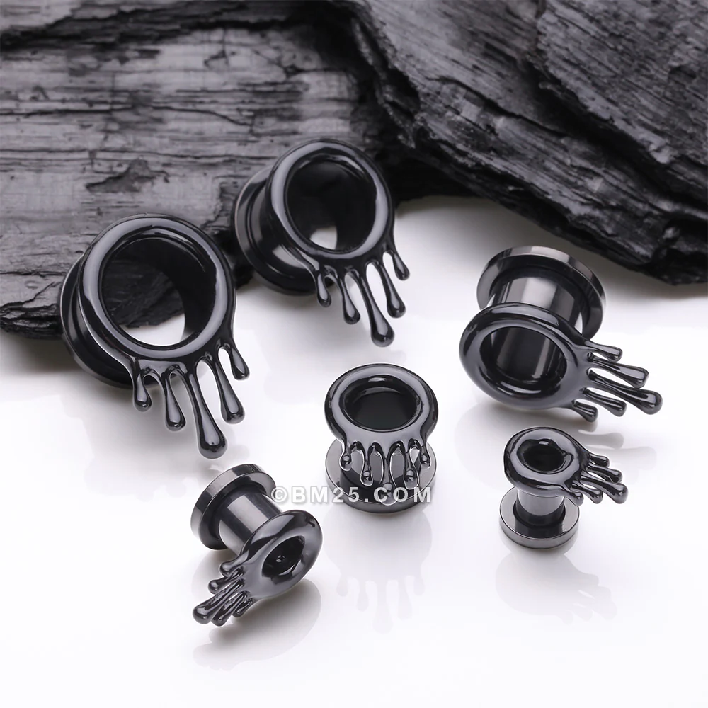 A Pair of Blackline Dripping Ooze Steel Screw-Fit Tunnel Plug - Image 3