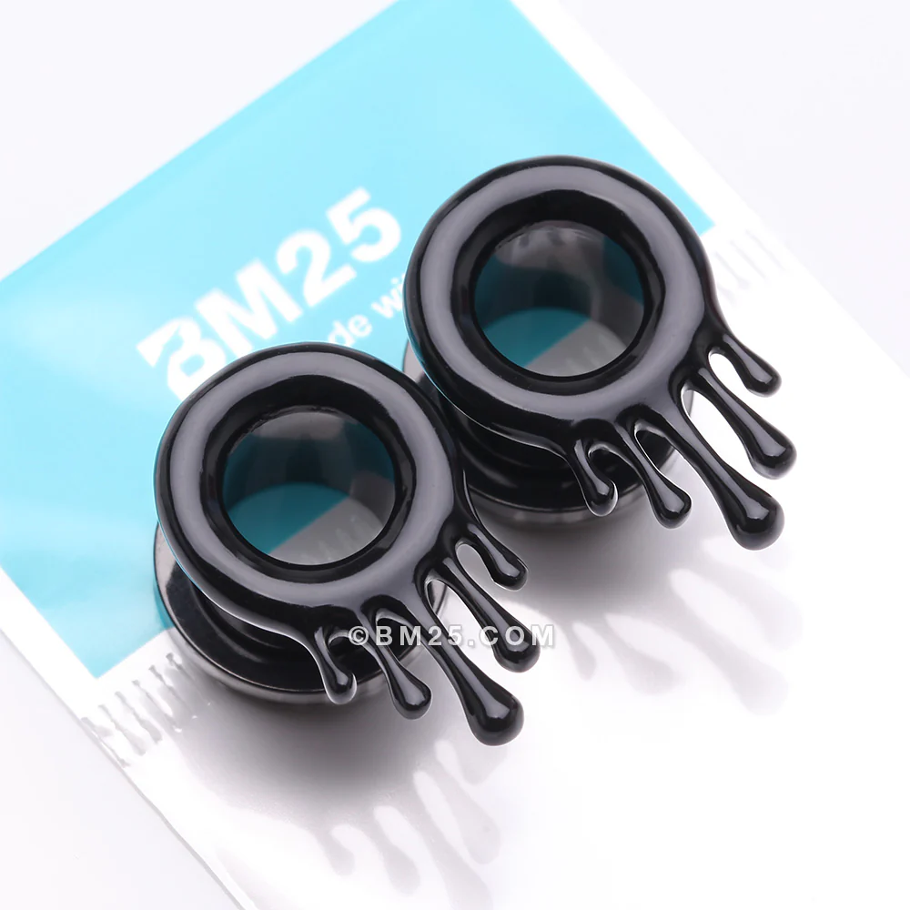 A Pair of Blackline Dripping Ooze Steel Screw-Fit Tunnel Plug - Image 4