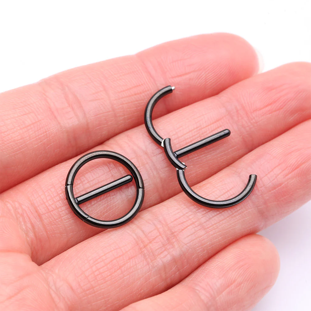 A Pair of Blackline Dual Hinged Classic Hoop Nipple Clicker - Image 3