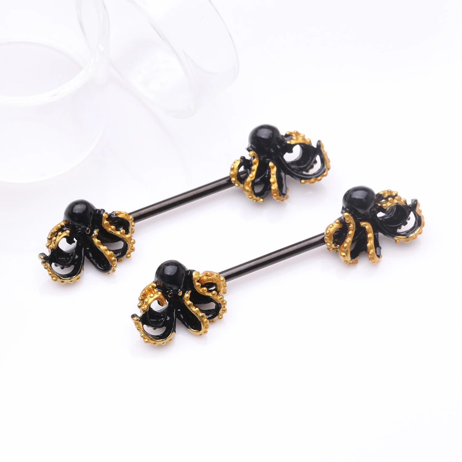 A Pair of Blackline Kraken Sea Monster Nipple Barbell - Image 2
