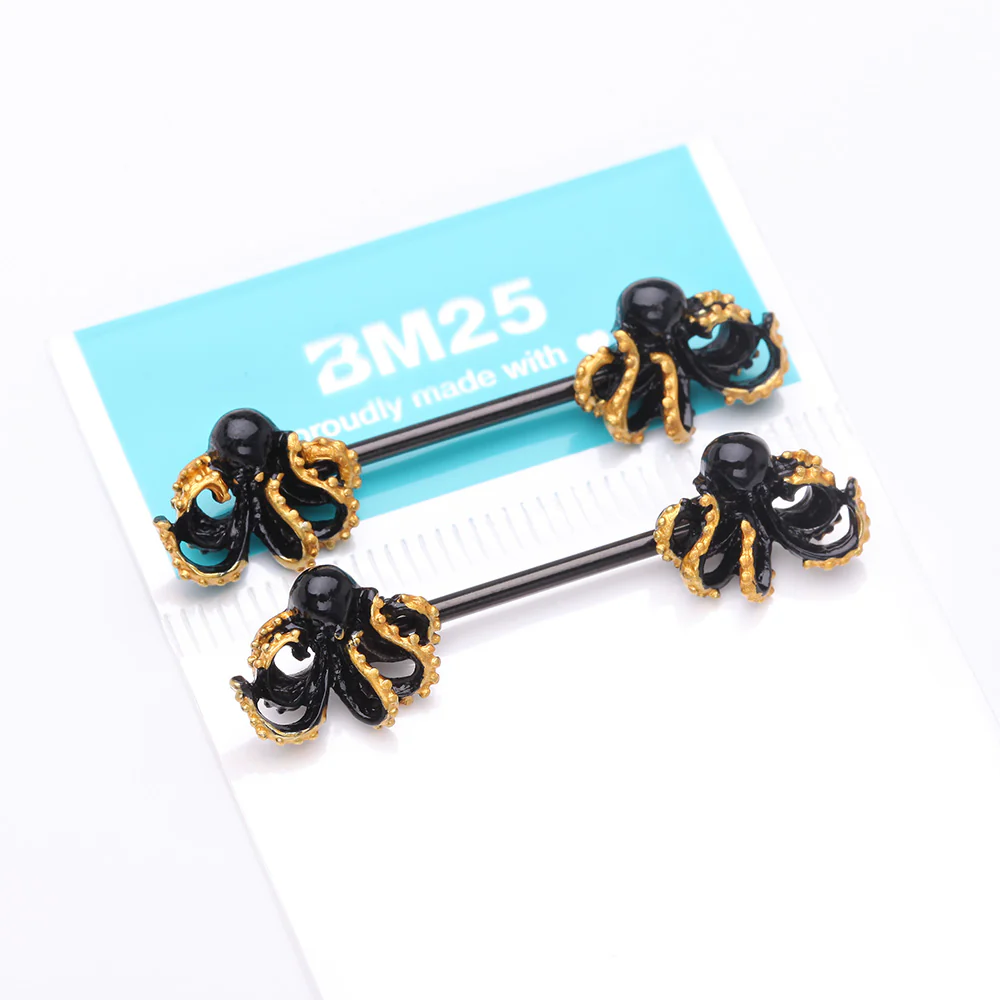 A Pair of Blackline Kraken Sea Monster Nipple Barbell - Image 4
