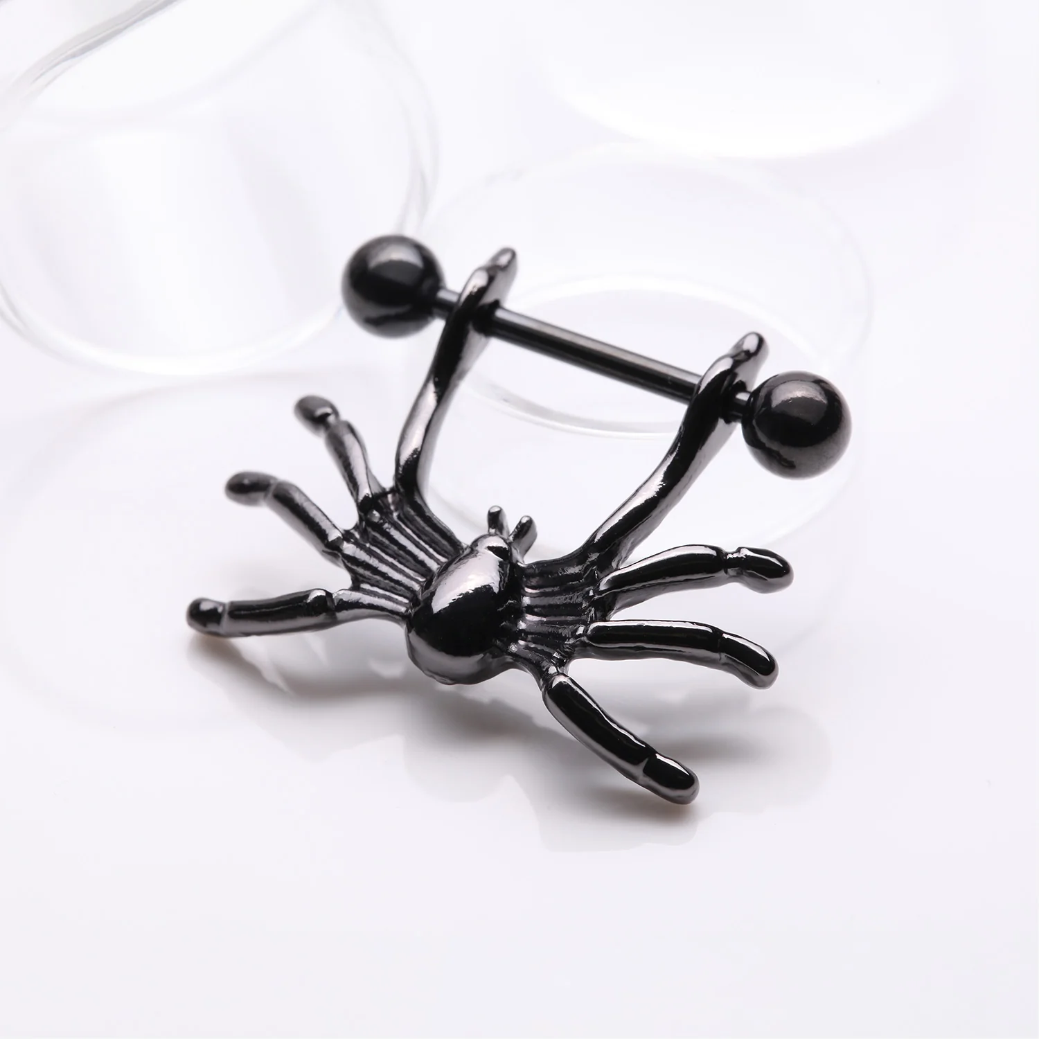 A Pair of Blackline Spider Dangle Steel Nipple Shield - Image 2