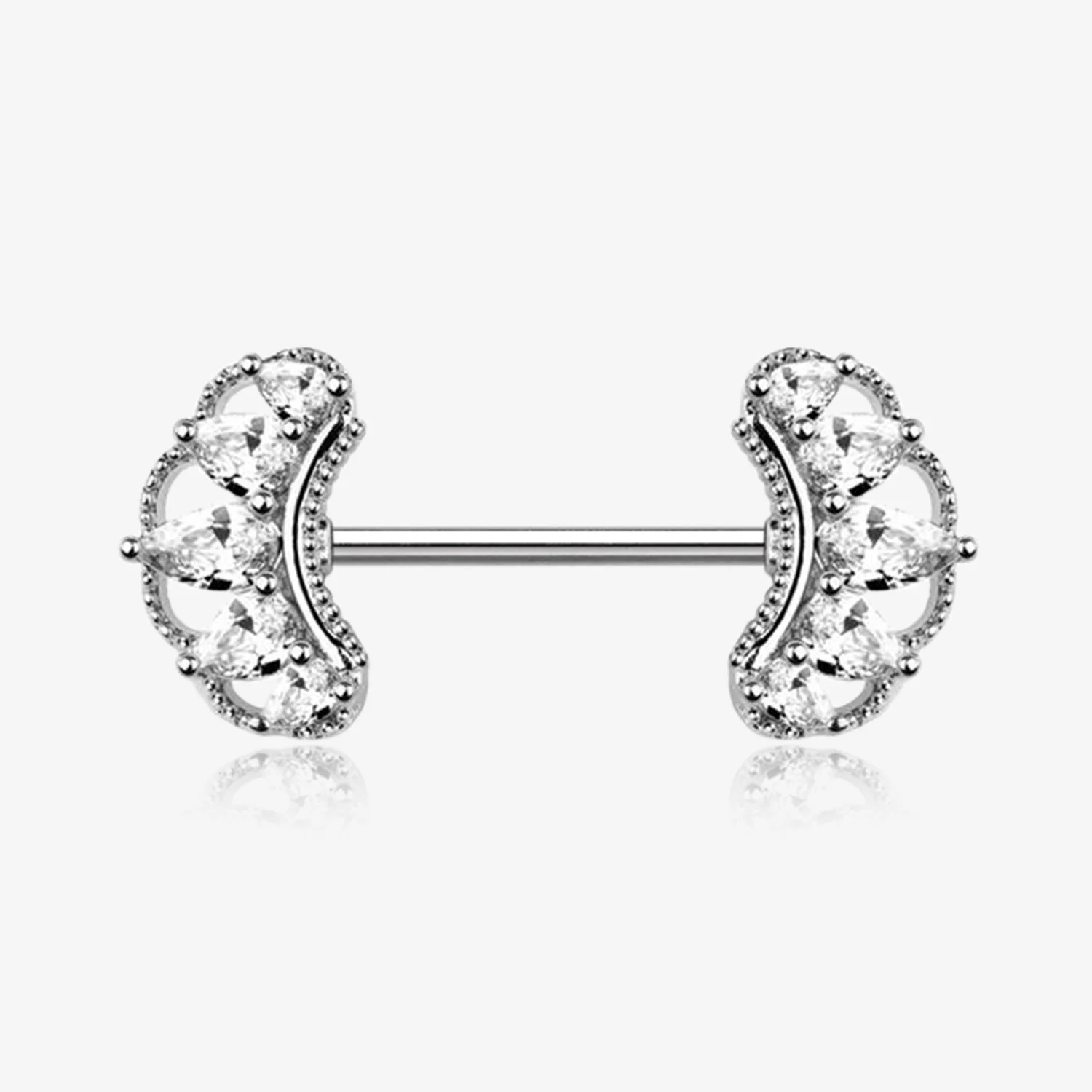 A Pair of Bohemian Arc Elegance Sparkle Nipple Barbell