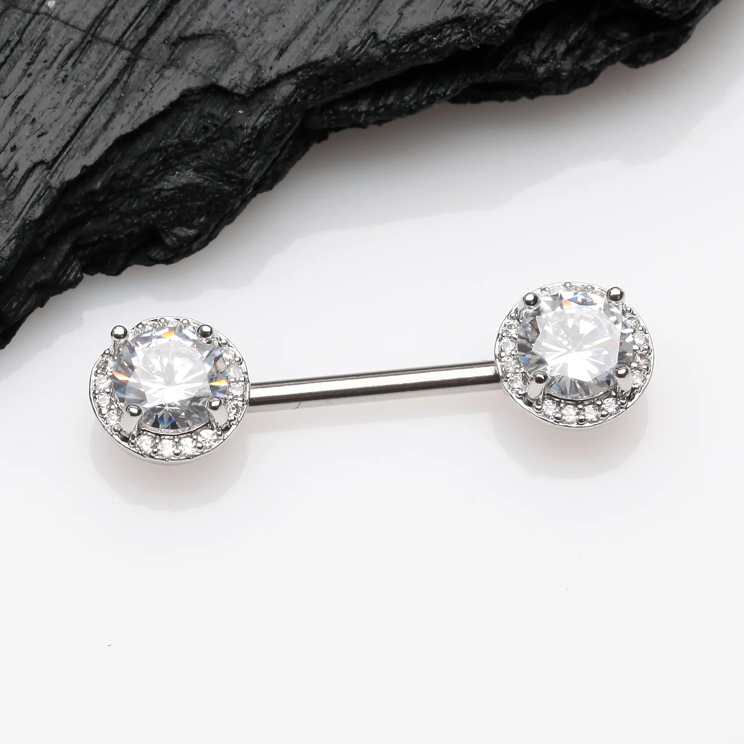 A Pair of Brilliant Multi-Gem Sparkle Nipple Barbell - Image 2
