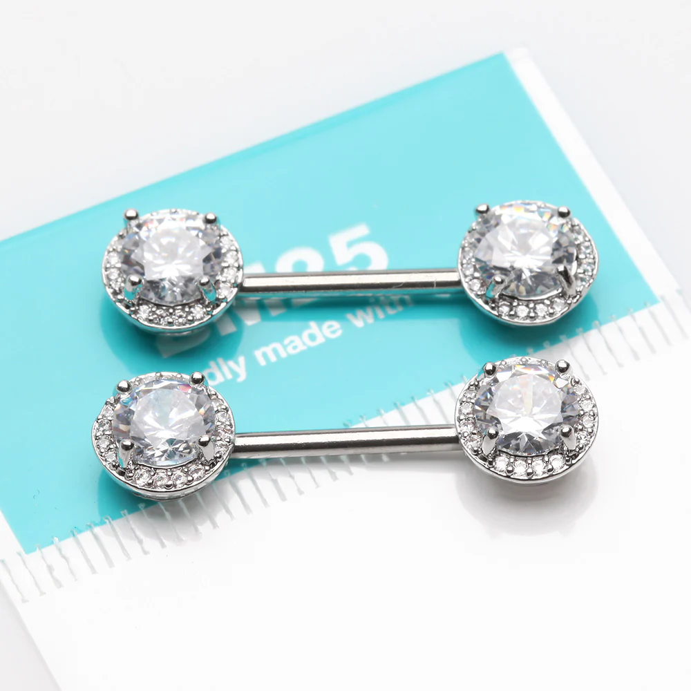 A Pair of Brilliant Multi-Gem Sparkle Nipple Barbell - Image 3
