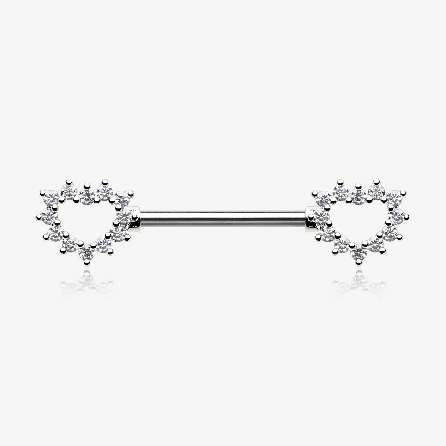 A Pair of Brilliant Sparkle Hollow Heart Nipple Barbell