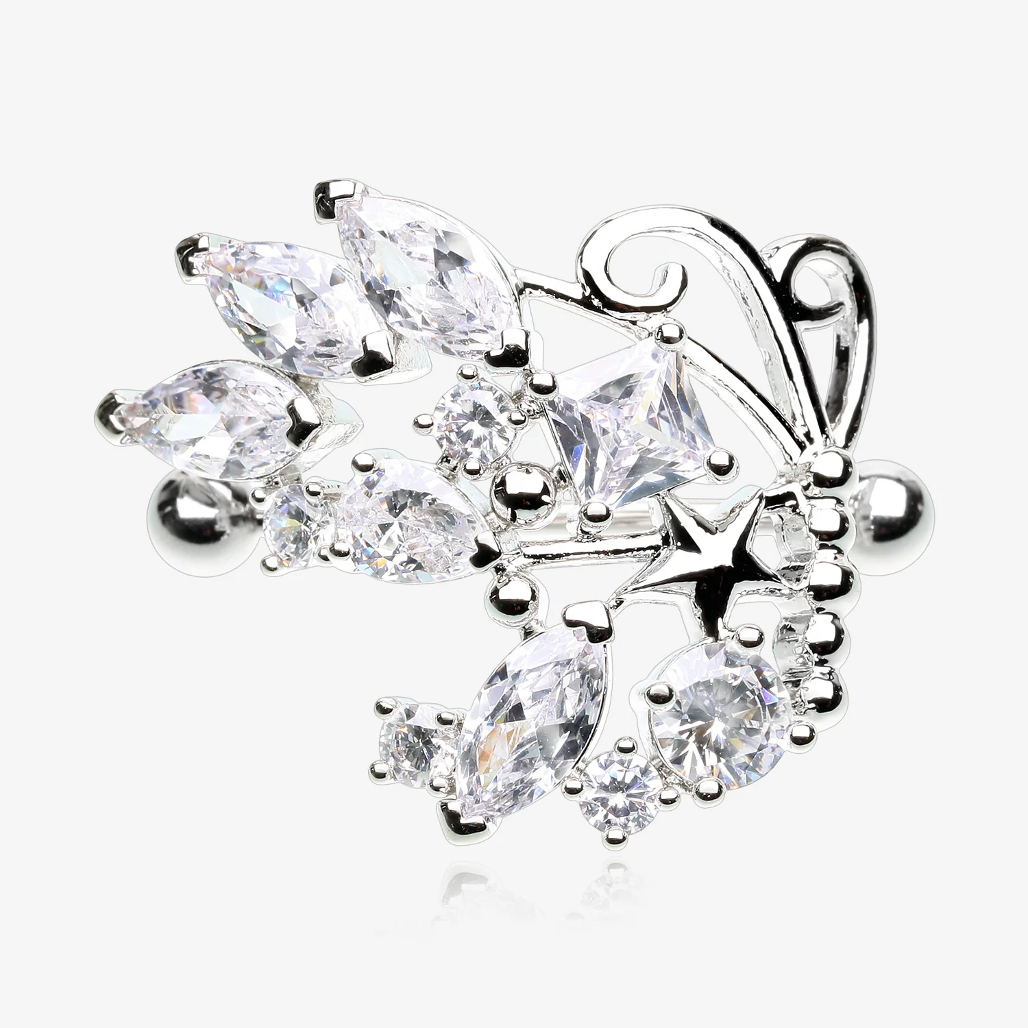 A Pair of Butterfly Extravagant Sparkle Dangle Nipple Shield