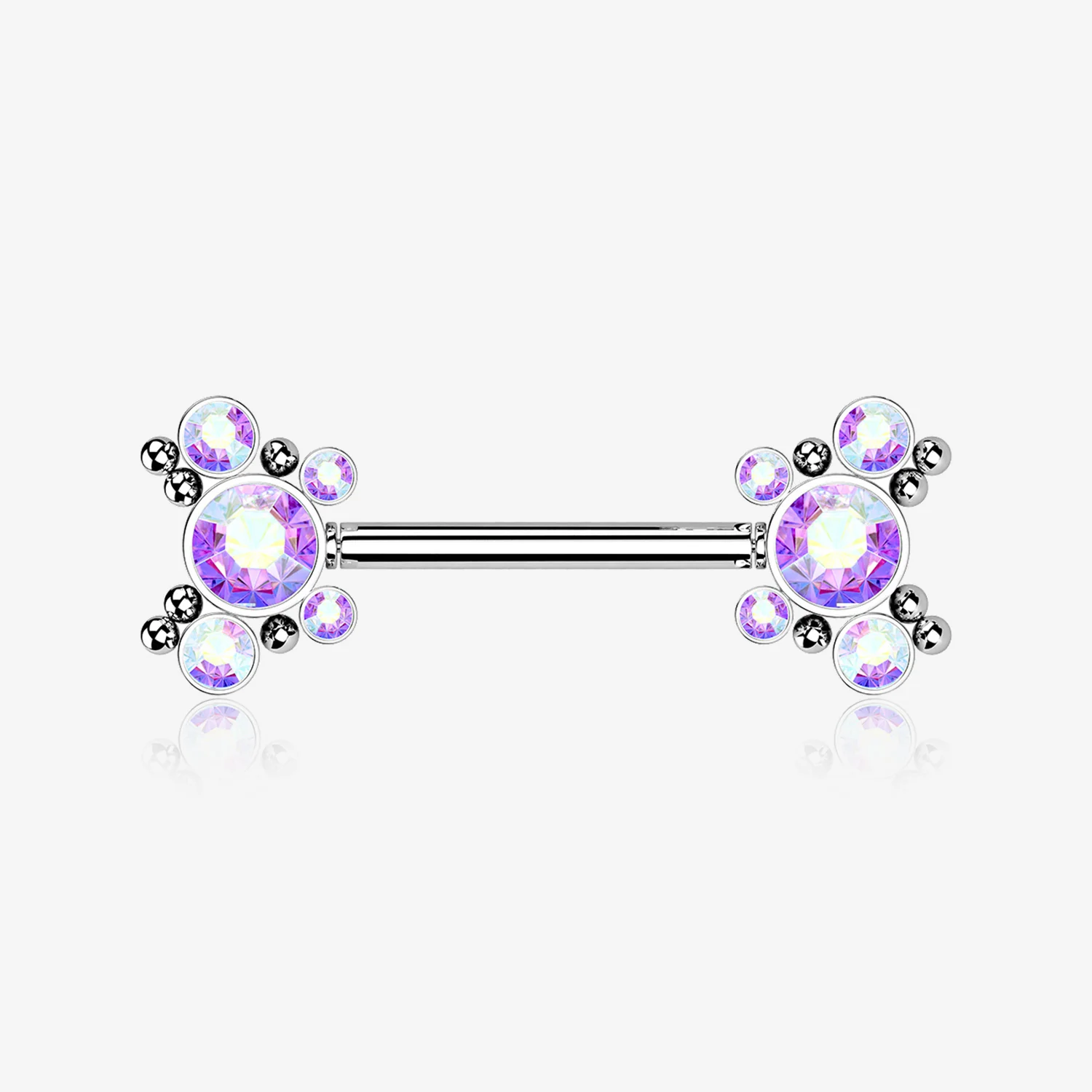A Pair of Butterfly Sparkle Multi-Gem Threadless Nipple Barbell