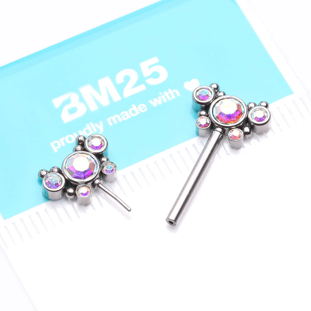 A Pair of Butterfly Sparkle Multi-Gem Threadless Nipple Barbell - Image 3
