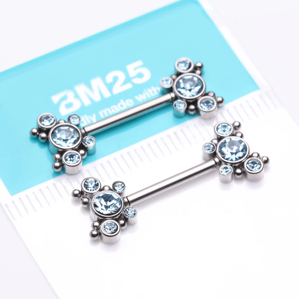 A Pair of Butterfly Sparkle Multi-Gem Threadless Nipple Barbell - Image 4