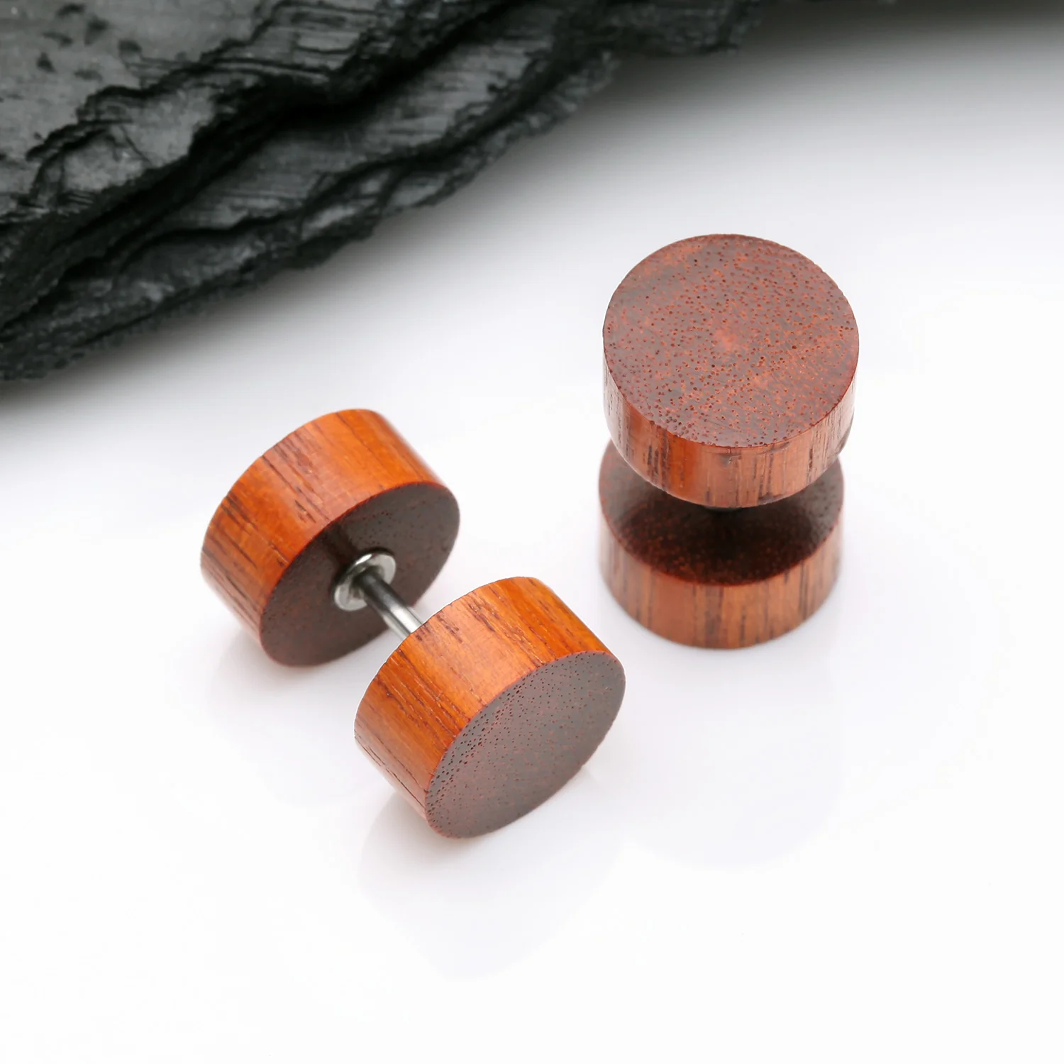 A Pair of Cang Wood Fake Plug Earring - Image 2