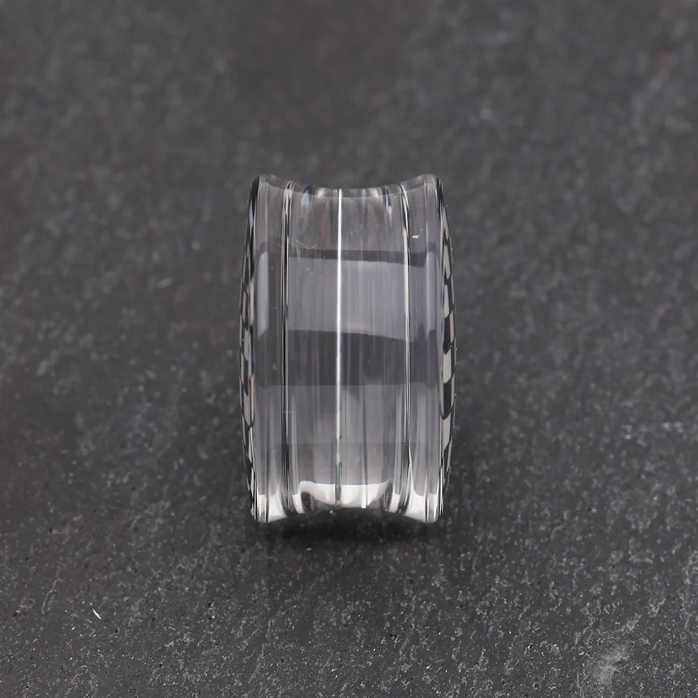 A Pair of Classic Checker Inlay Double Flared Ear Gauge Plug - Image 4