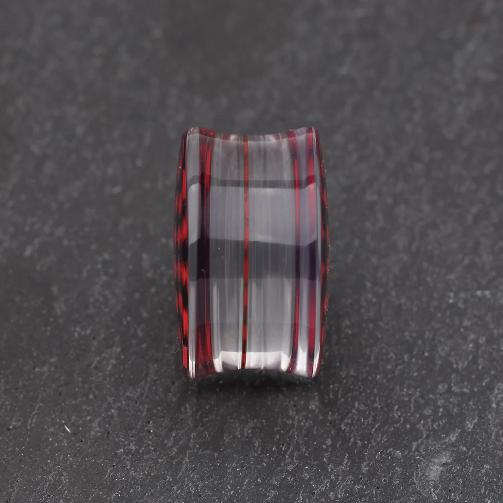 A Pair of Classic Checker Inlay Double Flared Ear Gauge Plug - Image 4