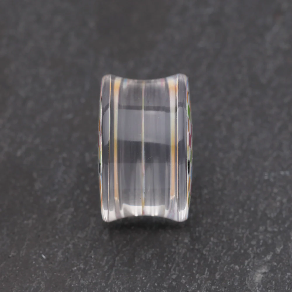 A Pair of Classic Checker Inlay Double Flared Ear Gauge Plug - Image 4