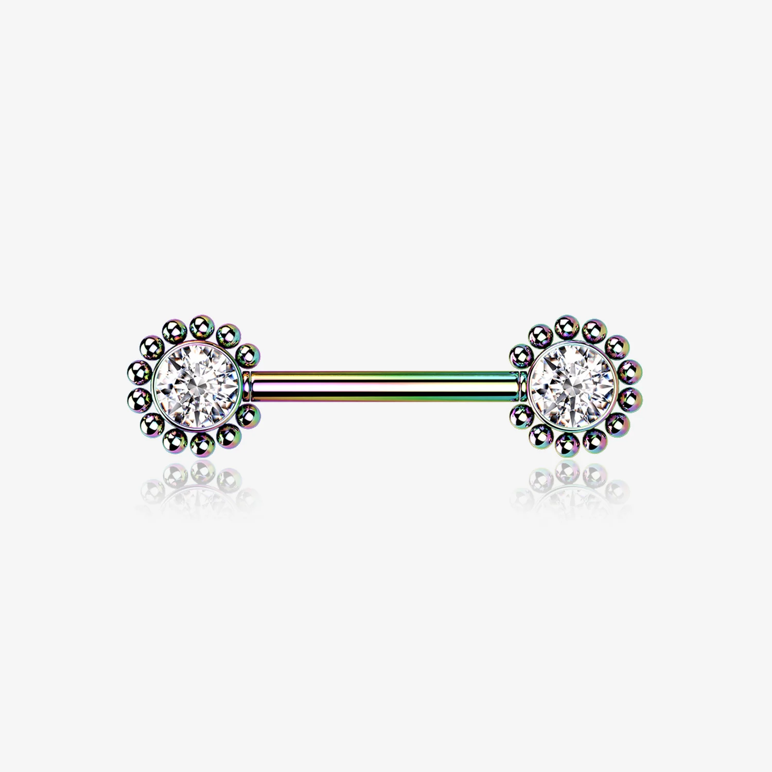 A Pair of Colorline Bali Bead Karma Circle Sparkle Threadless Nipple Barbell