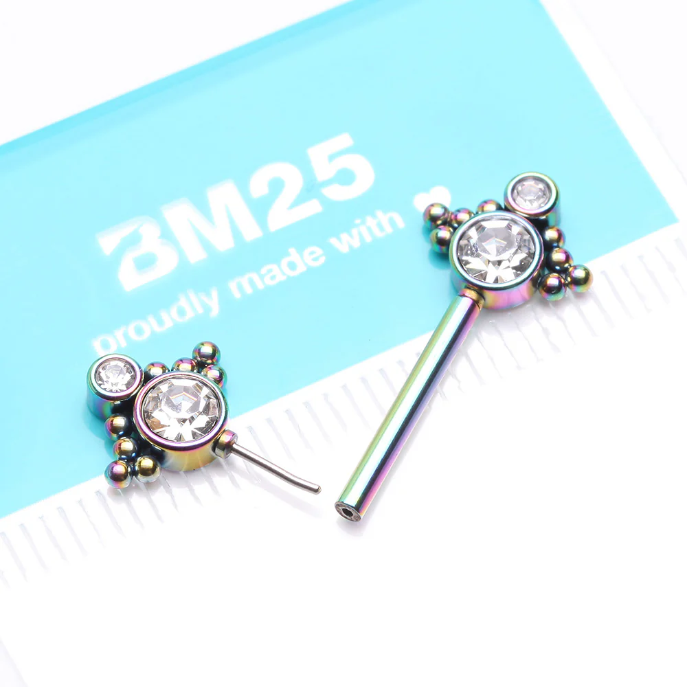A Pair of Colorline Bali Divinity Sparkle Threadless Nipple Barbell - Image 3