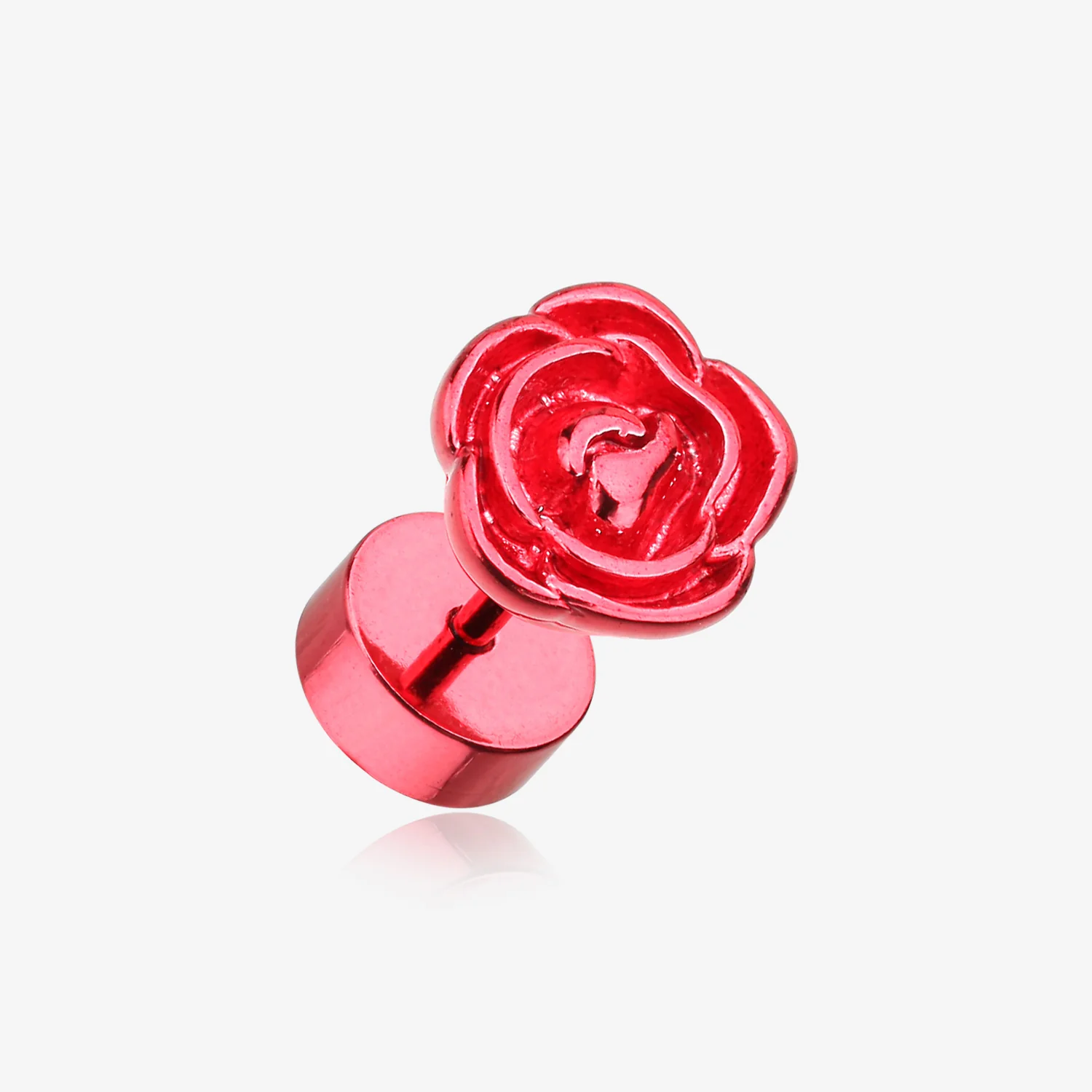 A Pair of Colorline Rose Blossom Steel Fake Plug Earring