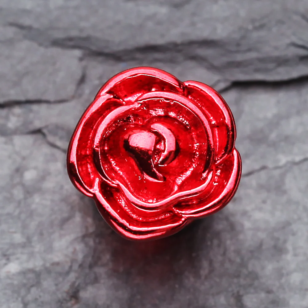 A Pair of Colorline Rose Blossom Steel Fake Plug Earring - Image 3