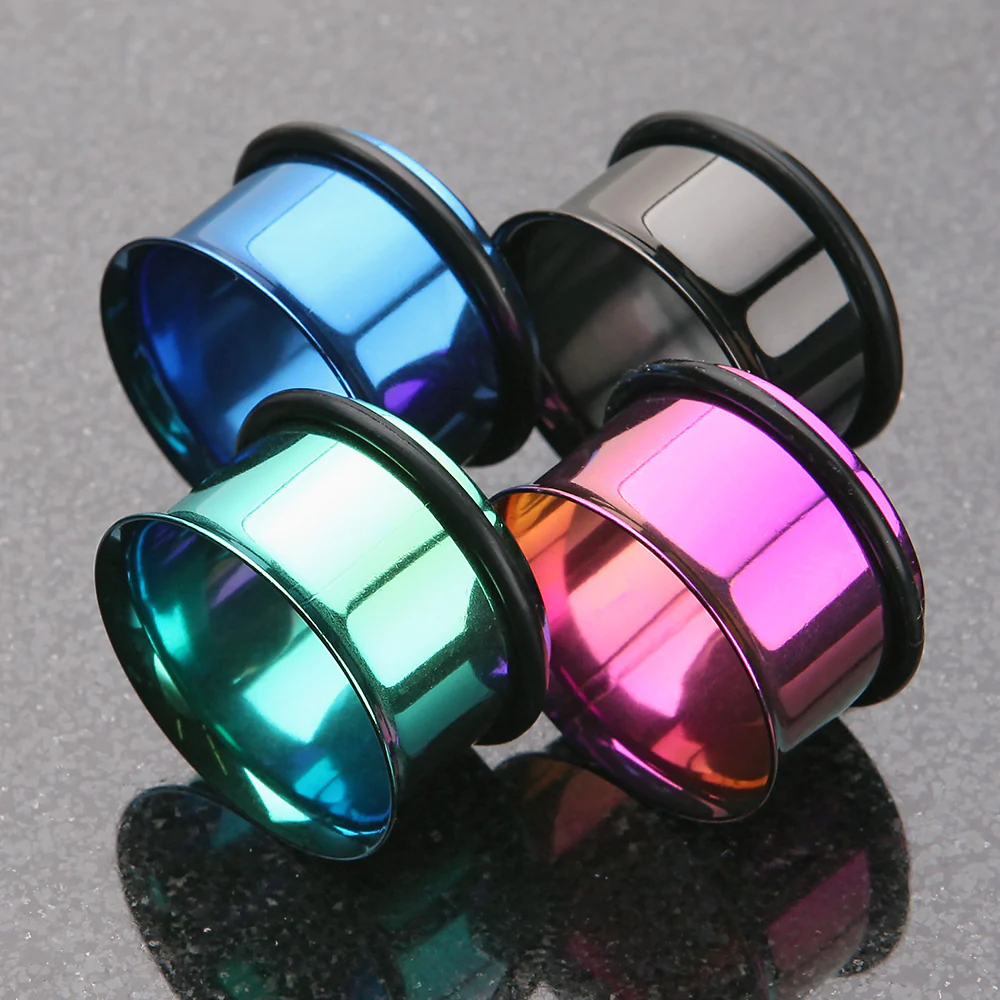 A Pair of Colorline Single Flared Ear Gauge Tunnel Plug - Image 4